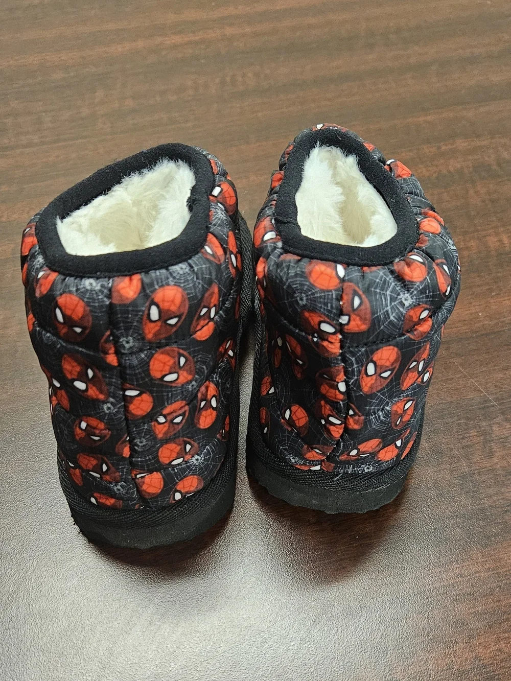 Marvel Kids Red and Black Spider Character Quilted Slipper Boots